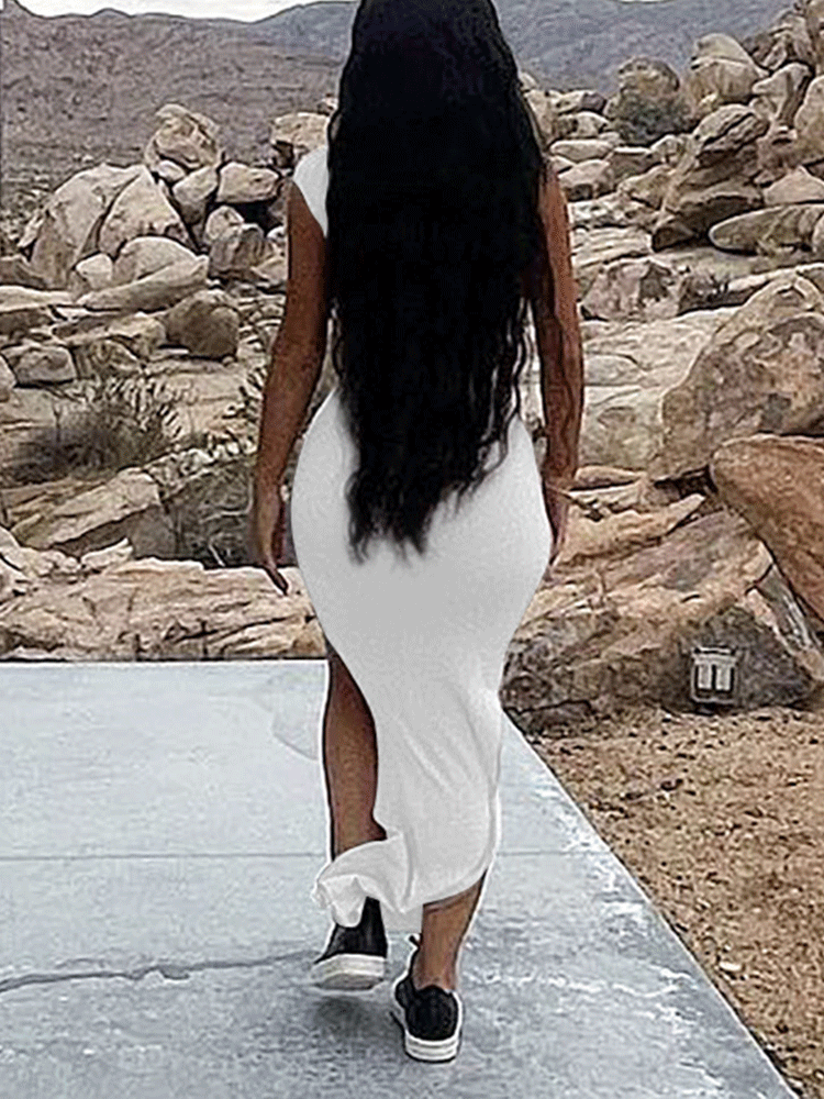One Shoulder Ruched Bodycon Maxi Dress Maxct