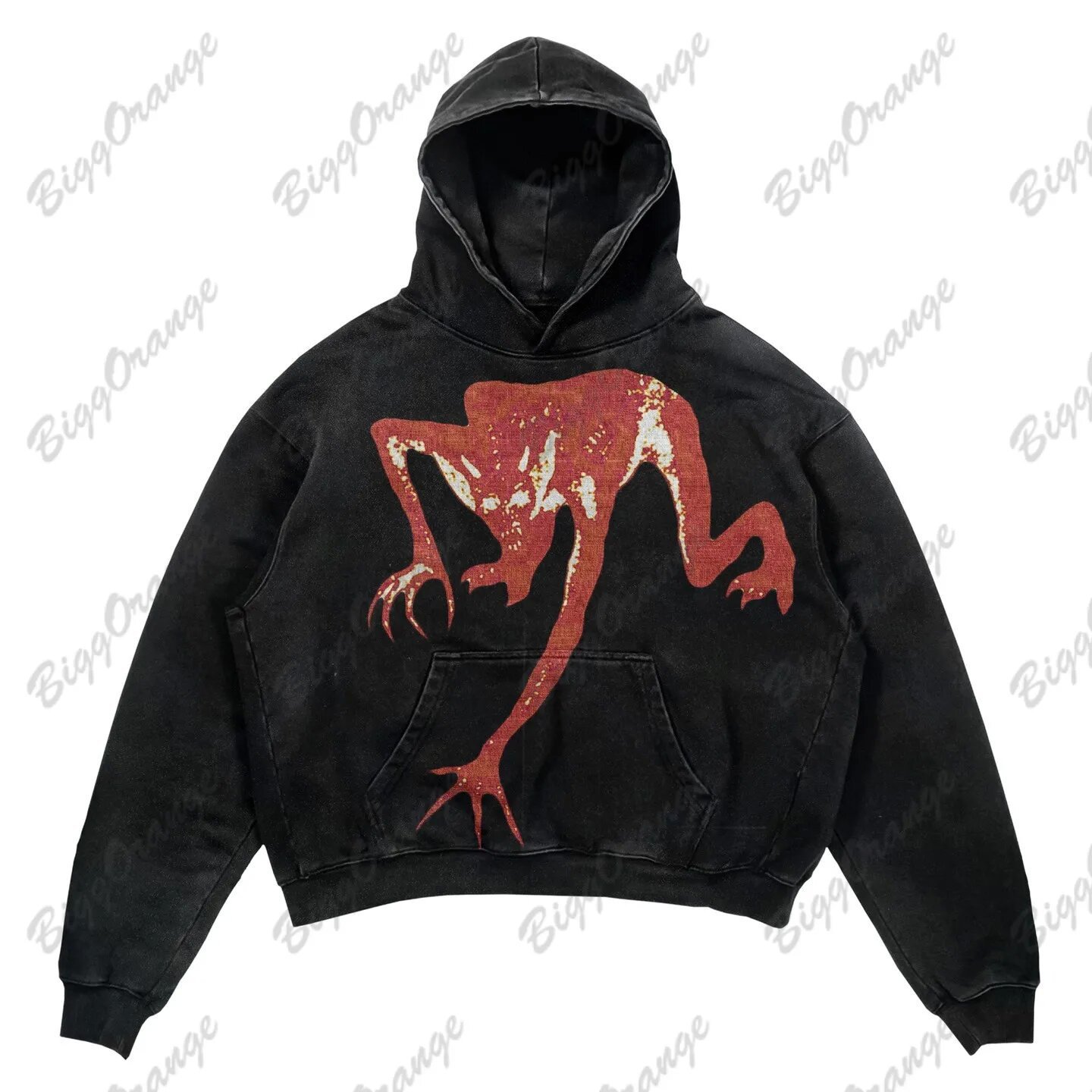 Maxct E-Commerce Black High Street Gothic Matta Mummy Sweater Street Casual Y2k Hoodie