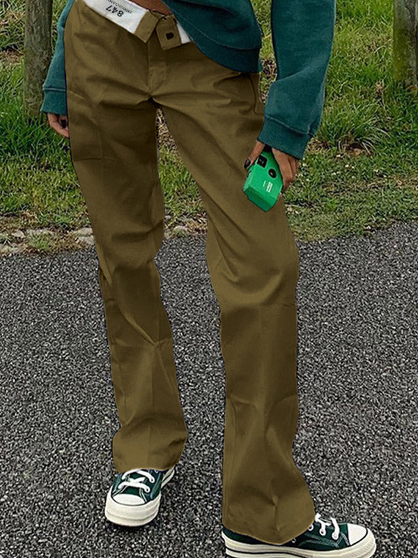 Patchwork Waist Straight Leg Pants Maxct
