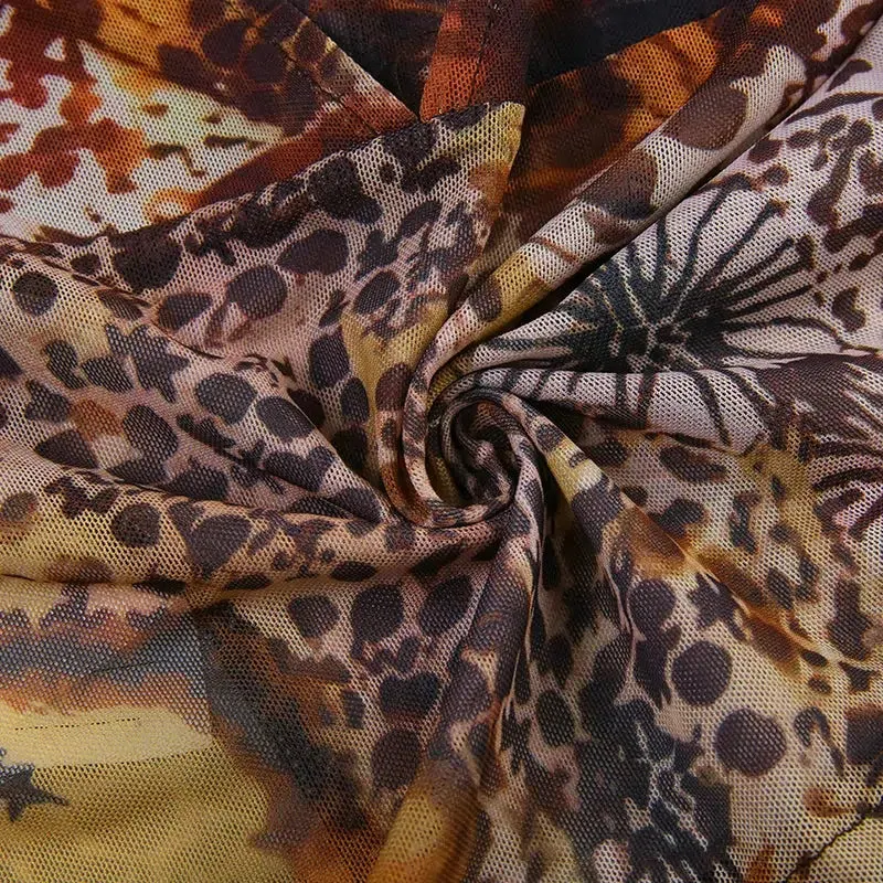 Maxct &Fairycore Floral Mesh Top