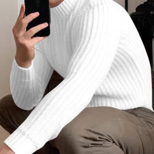 Maxct - Mens Solid Half Collar Long Sleeve Sweater