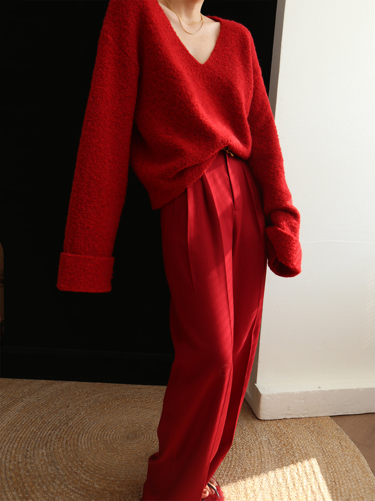 Maxct Middle Waist Pleated Tapered Pants