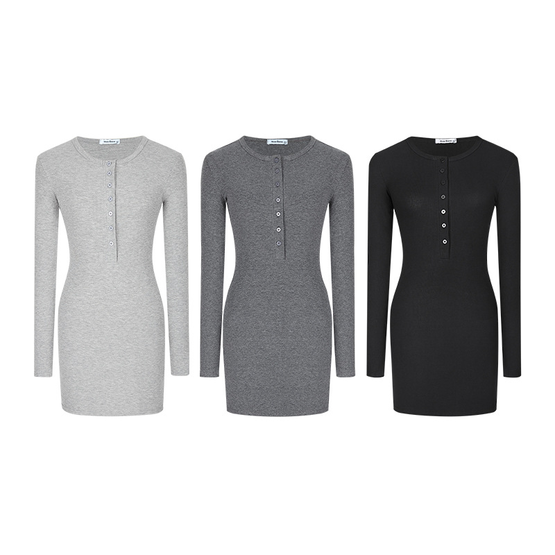 Maxct winter outfits men Half-Open Collar Knitted Dress Women's Spring and Autumn Hot Girl Tight Hip Skirt 657 - Image 2