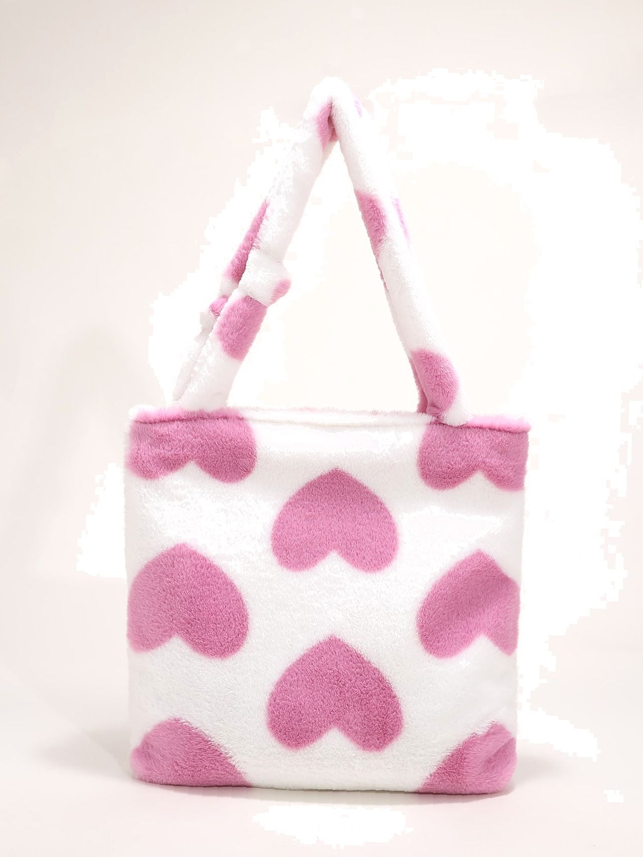 Maxct - Fluffy Heart Pattern Shoulder Tote Bag  - Women Tote Bags