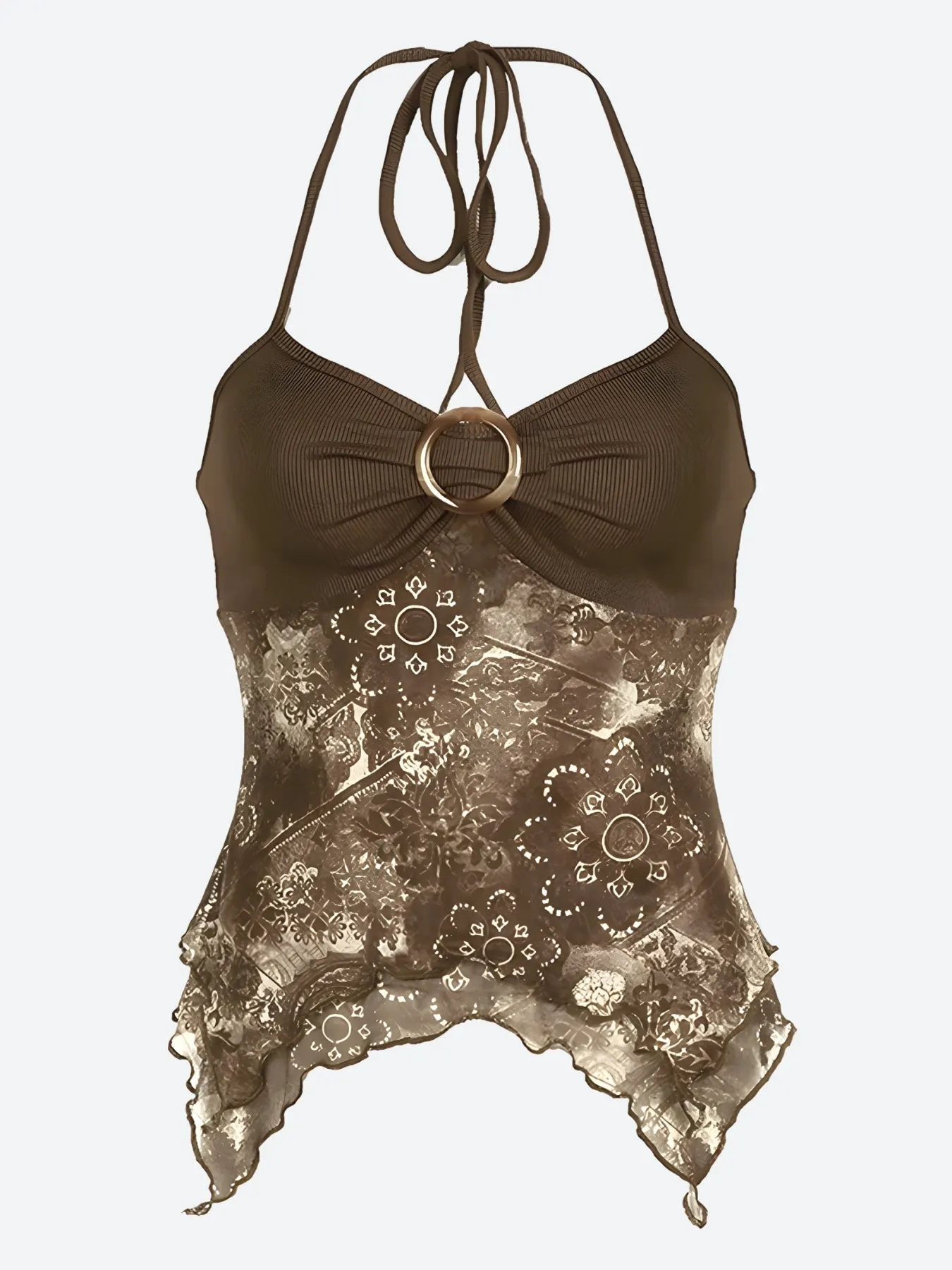 Maxct &Fairy Grunge Floral Halter Neck Top
