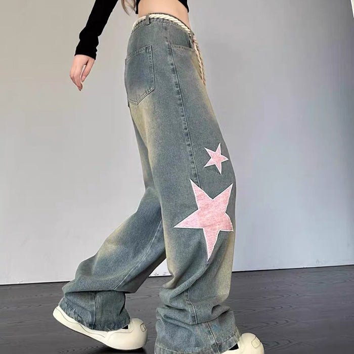 Y2K Aesthetic Star Jeans Maxct