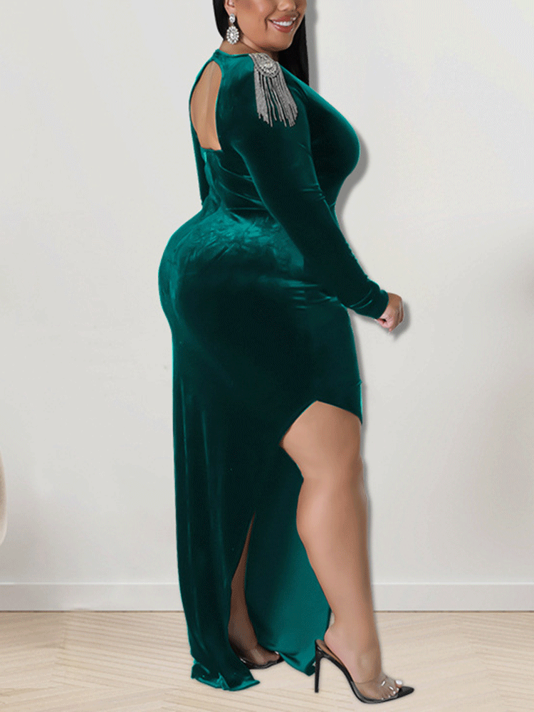 Velvet Slit Midi Dress Maxct