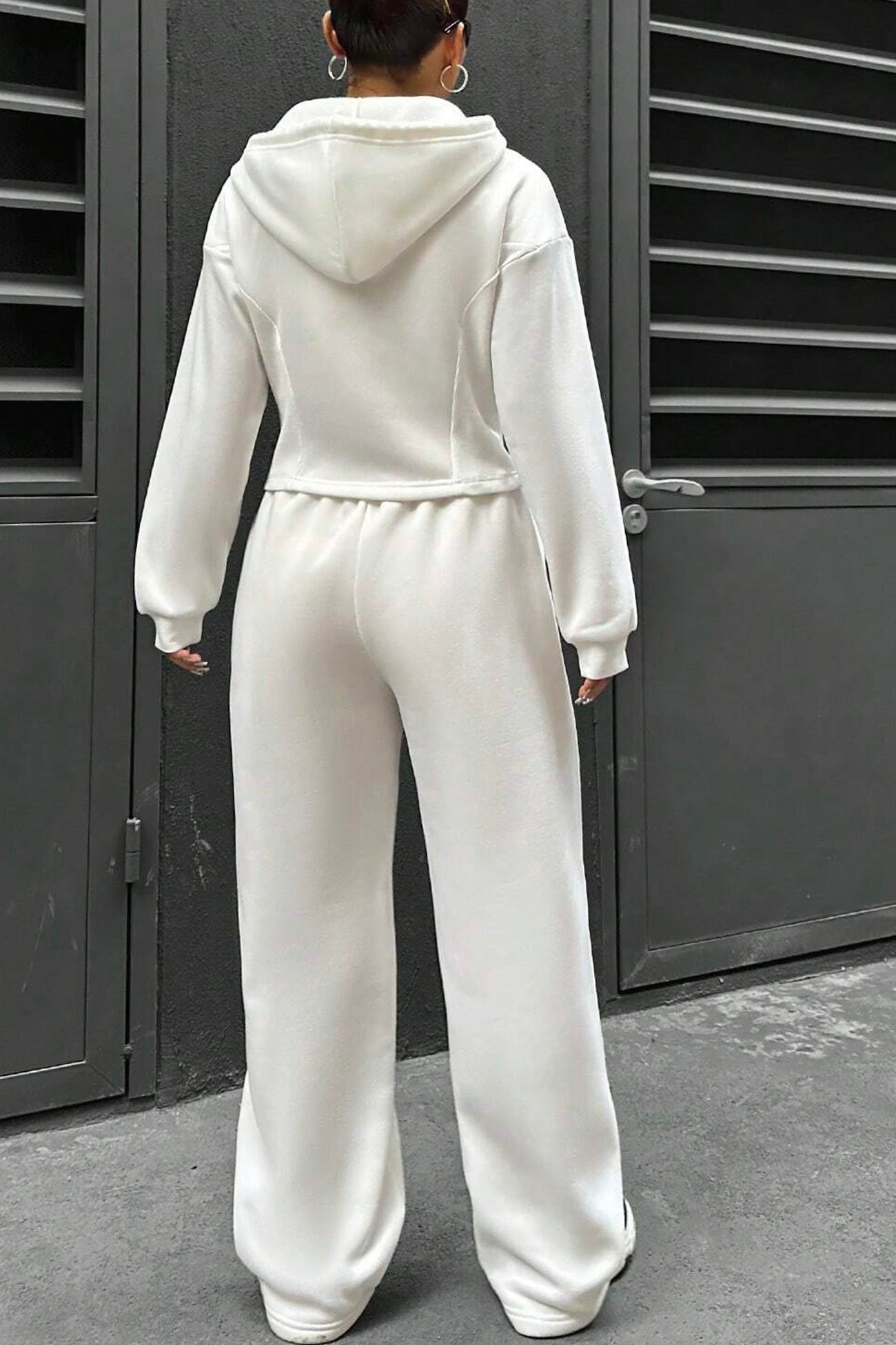 Maxct Solid Slim Fit Hoodie Pants Suits