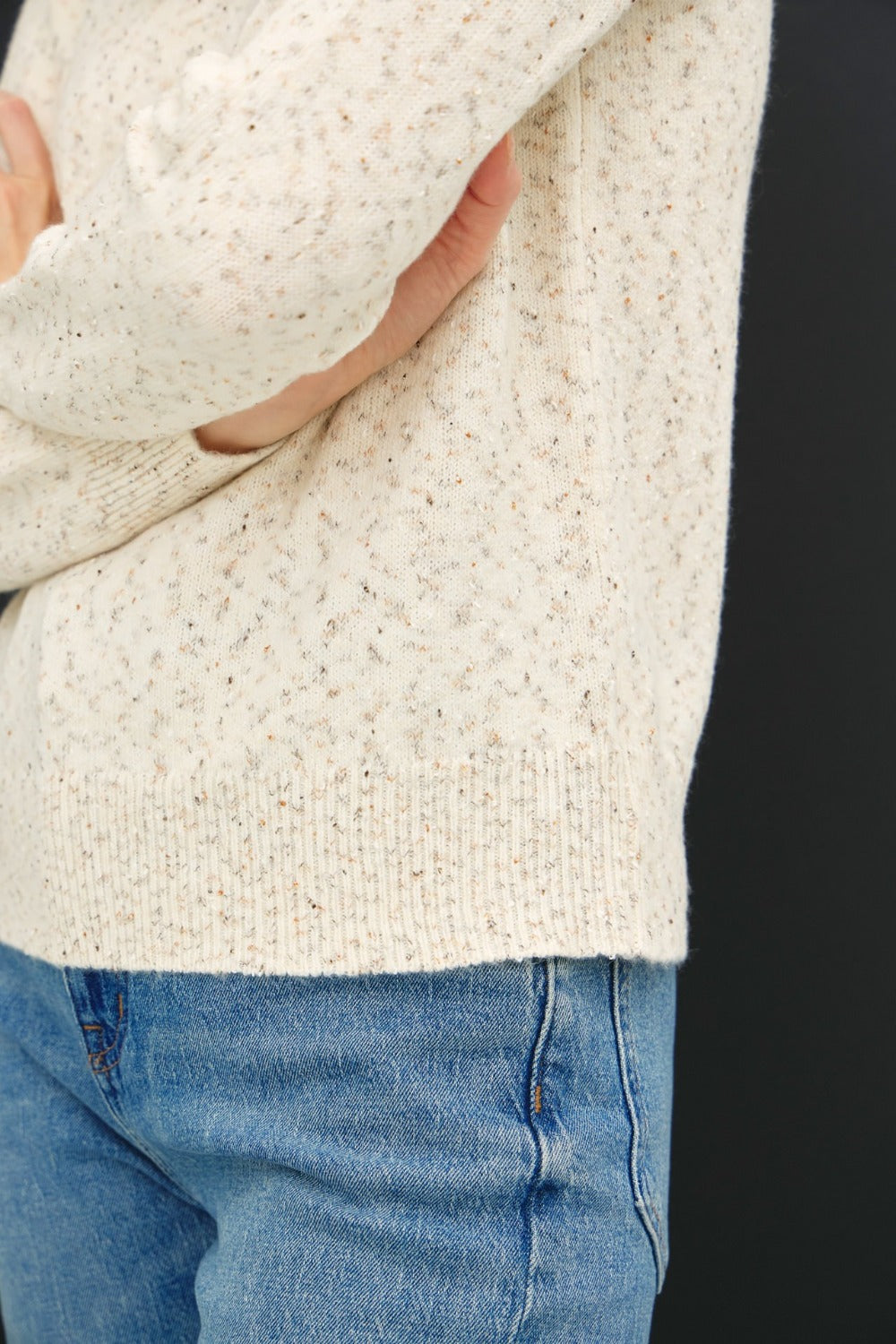 Maxct &Be Cool Heathered Round Neck Long Sleeve Sweater