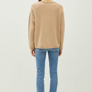 Maxct &Be Cool Rolled Openwork Round Neck Sweater
