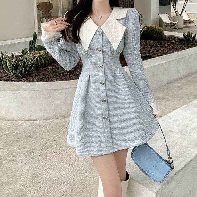 Sweet Bow Peter Pan Knit Dress Maxct