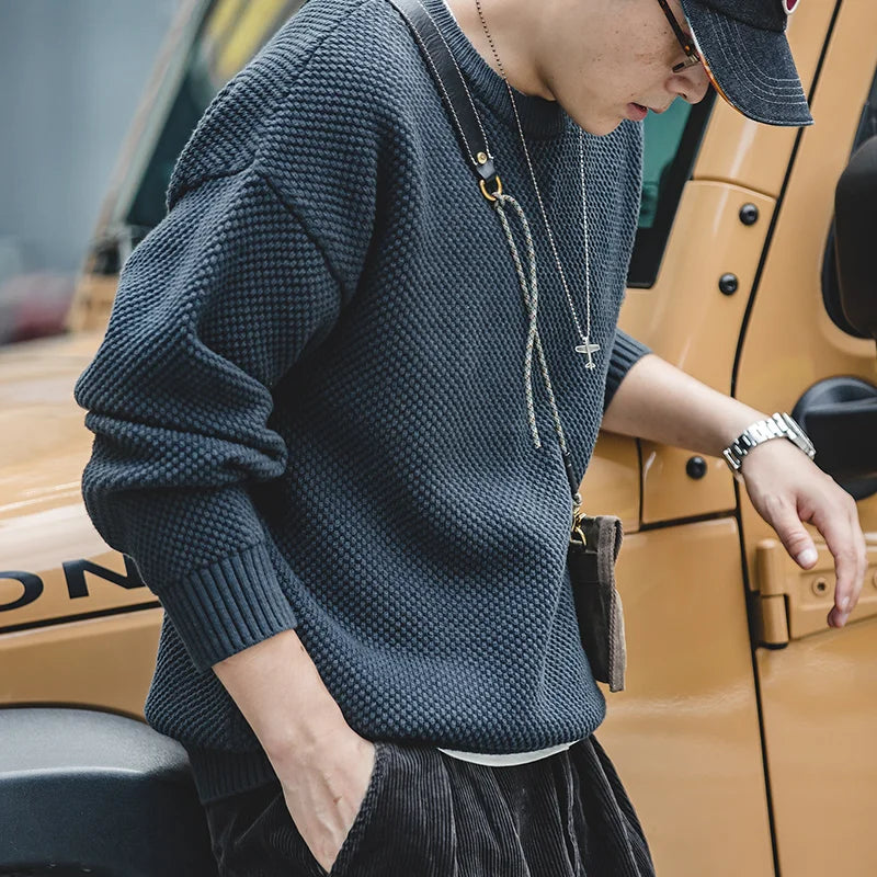 Maxct Popcorn Knit Crewneck Sweater