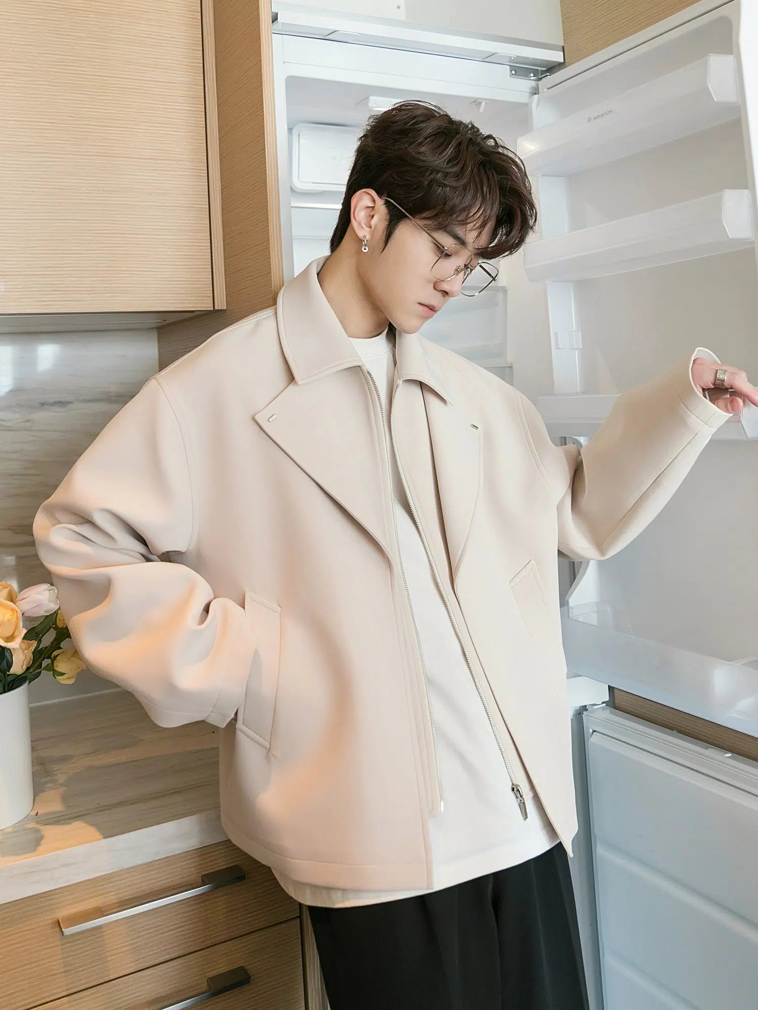 Maxct Two-piece Zip Lapel Wool Jacket