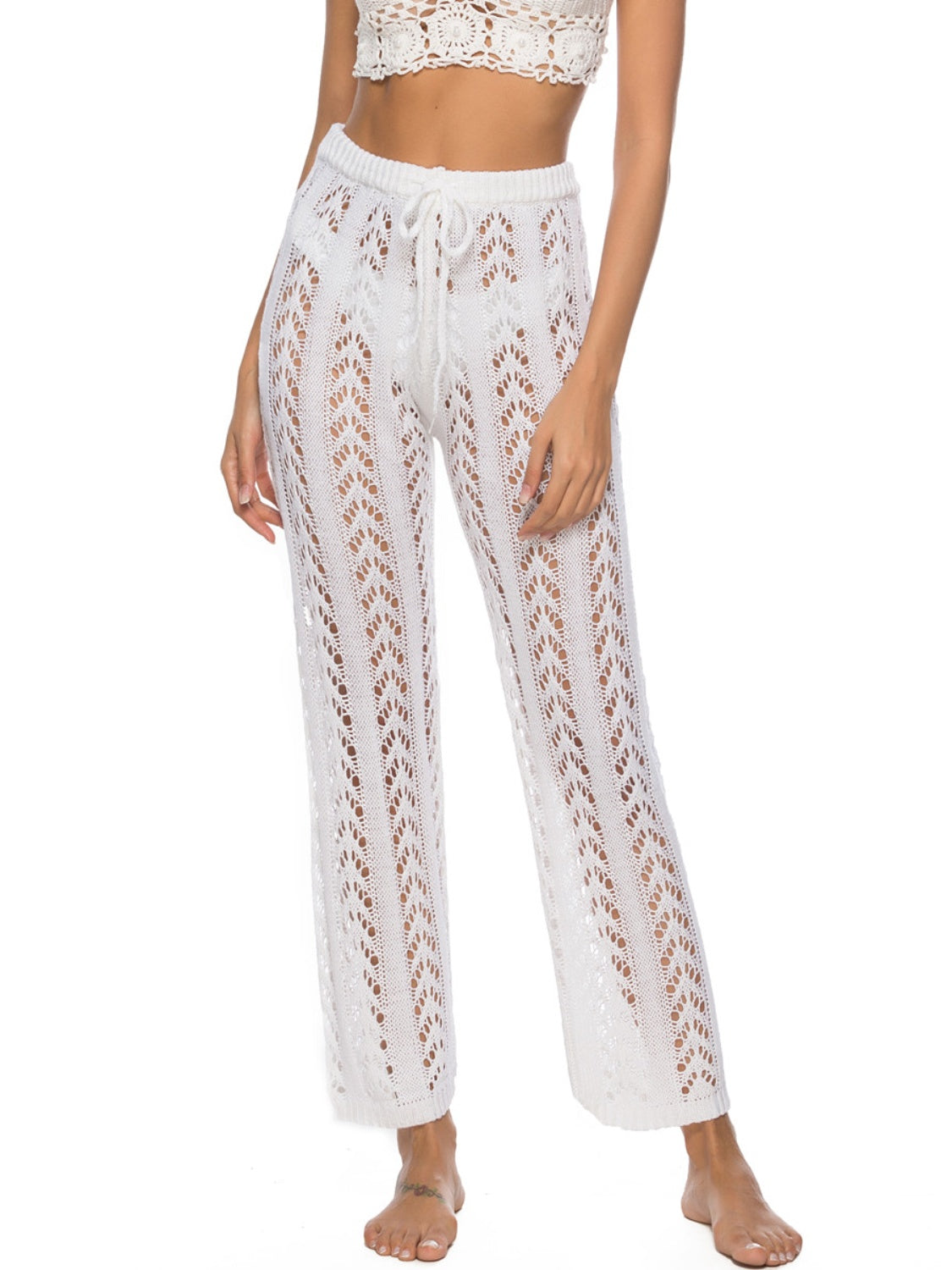 Maxct &Cutout Drawstring High Waist Swim Pants
