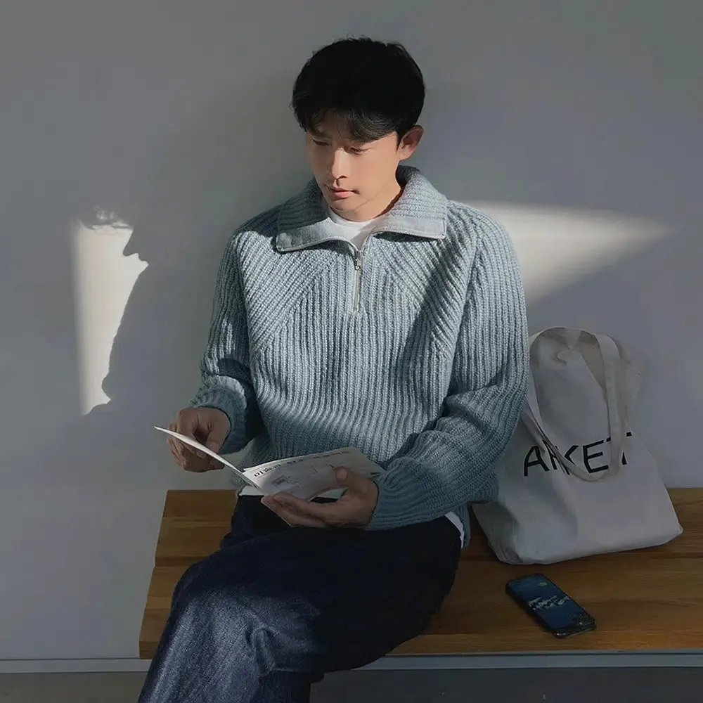 Maxct Turtleneck Half-zip Lapel Sweater