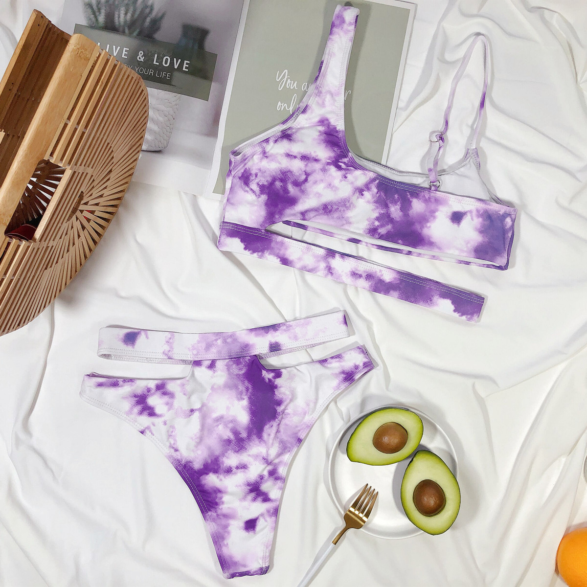Cut Out Pure Color Bikini Fashion Bikini Fashion Sexy Split Swimsuit Women Swimsuit