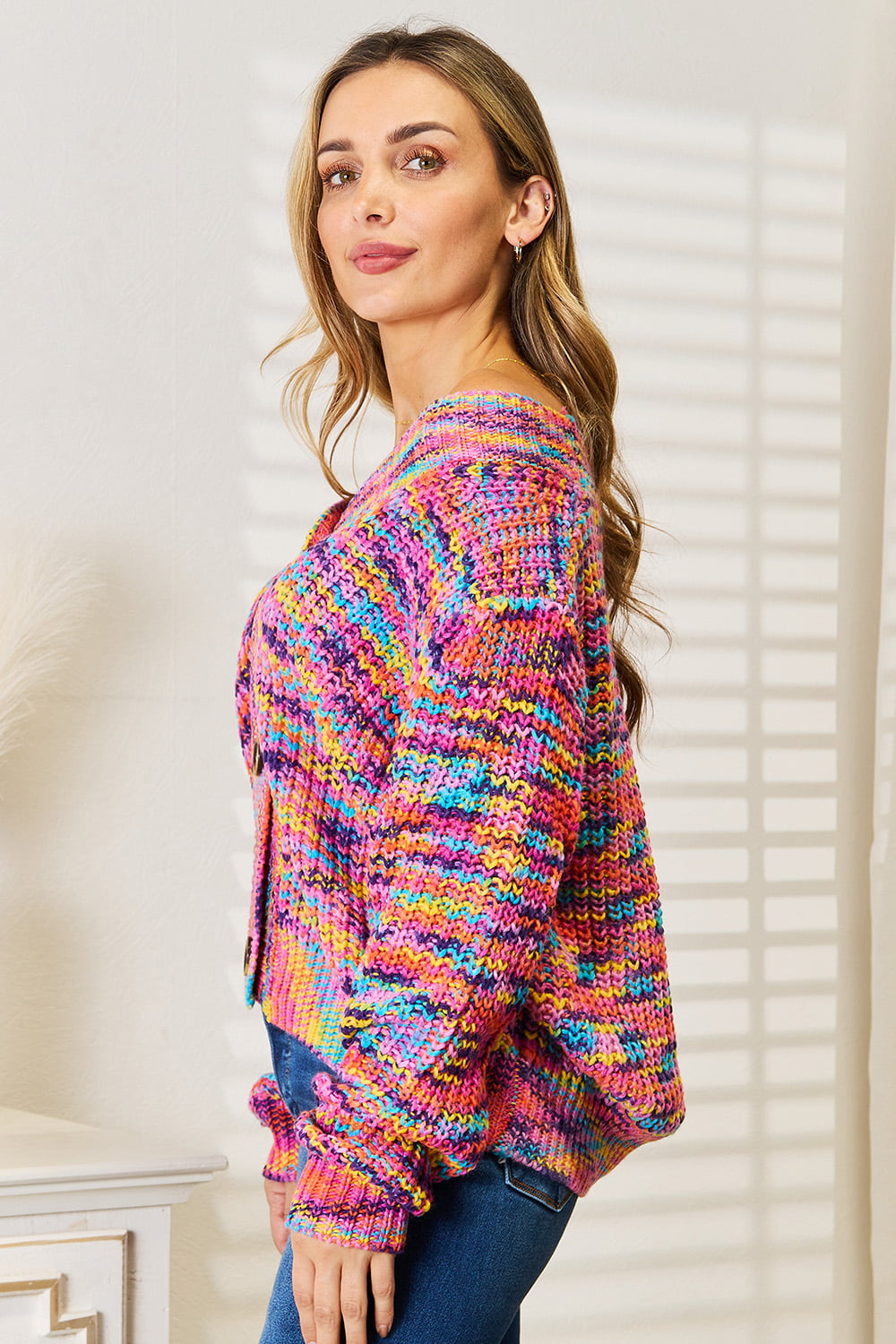 Maxct &Angel Wings Woven Right V-Neck Long Sleeve Cardigan