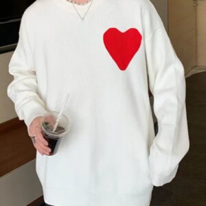 Maxct - Mens Heart Patchwork Long Sleeve Loose Sweater J