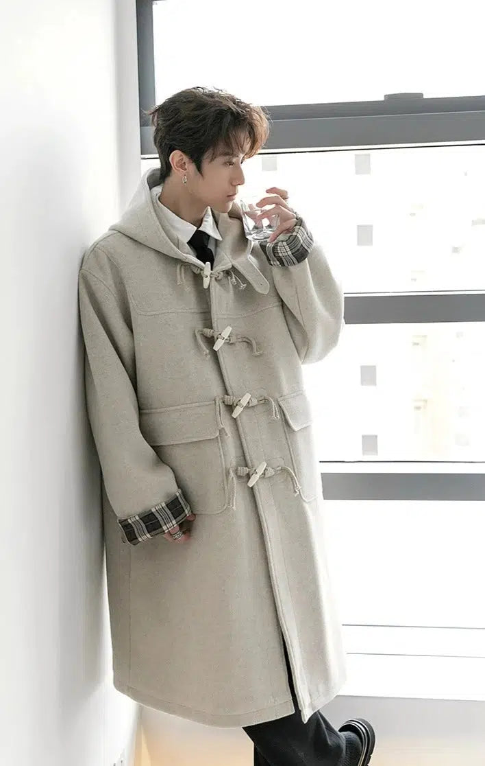 Maxct Horn Button Hooded Wool Coat