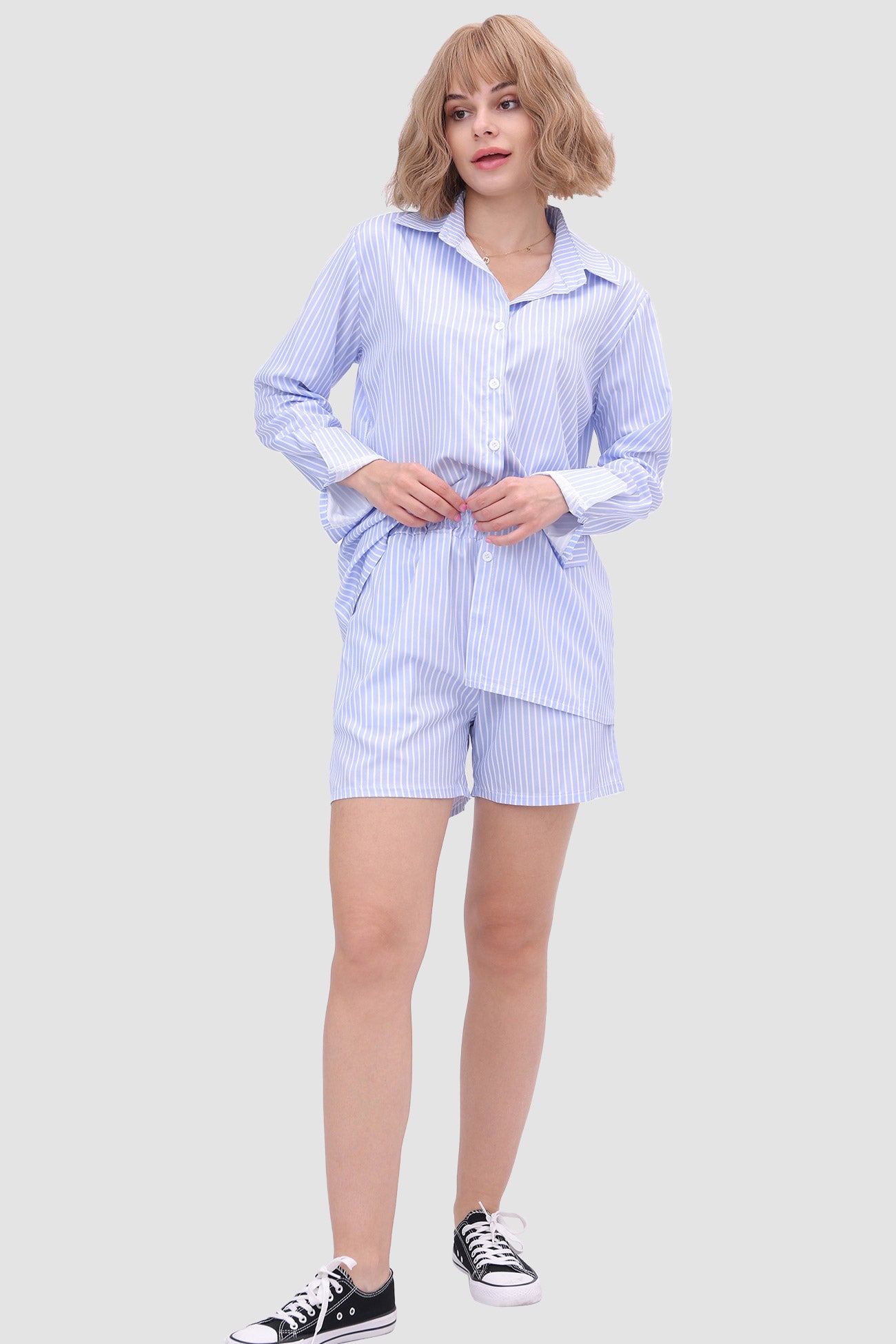 Maxct Striped Shirt Top & High Waist Shorts
