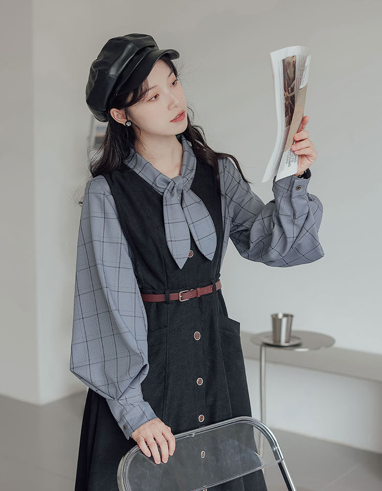 Button Up Suede Pinafore Dress Maxct