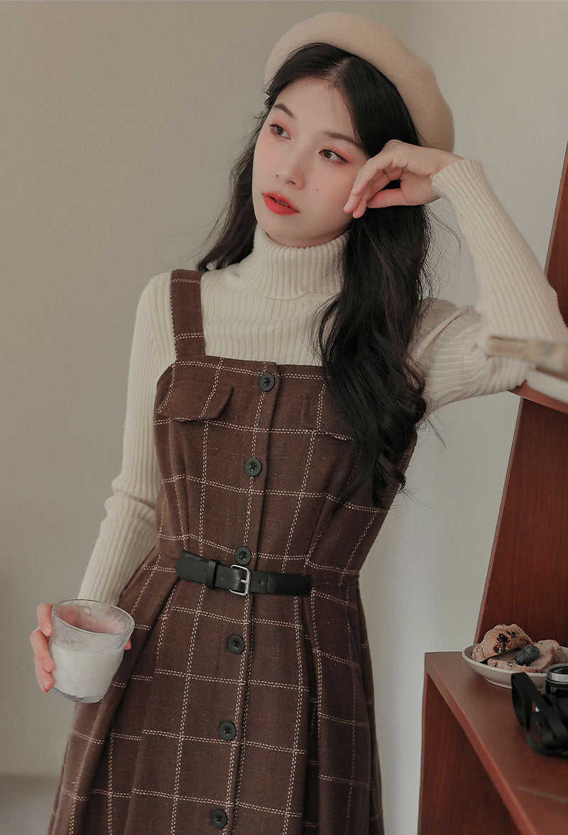 Button Up Plaid Cami Midi Dress Maxct