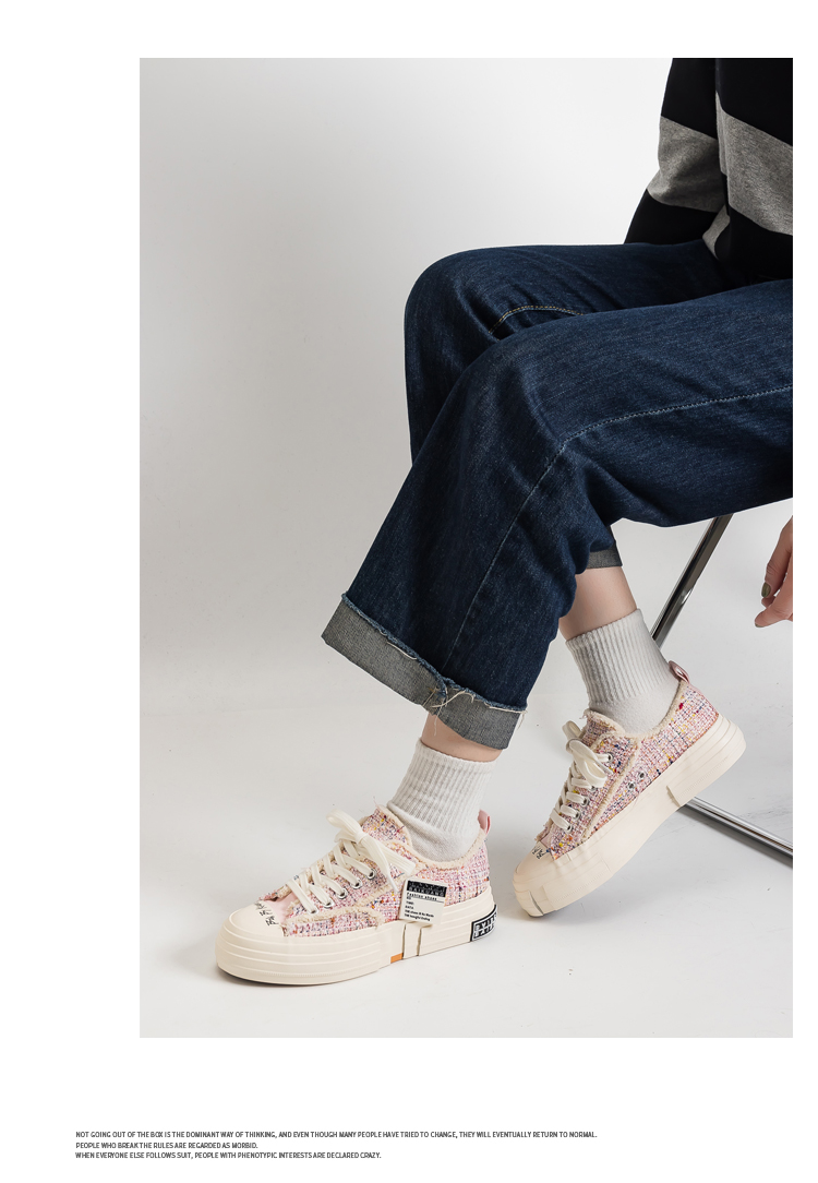 Cute Teen Girl's Low Top Canvas Sneakers Thick Sole - true deals club