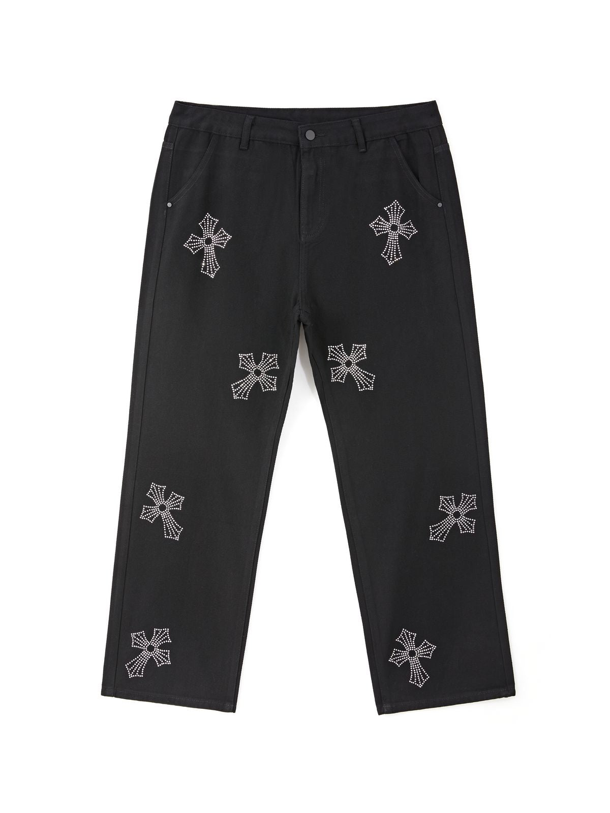 Men's Cross Rhinestone Loose Fit Jeans Maxct