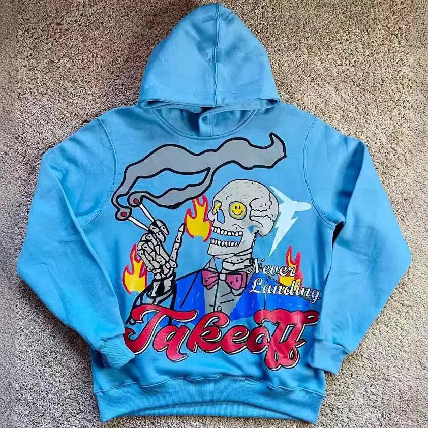 Maxct Y2k Pullover Long Sleeved Foam Printed Hoodie, Hooded Sweatshirt Street Vintage Oversize Trendy Winter Outfit High Street Outfit