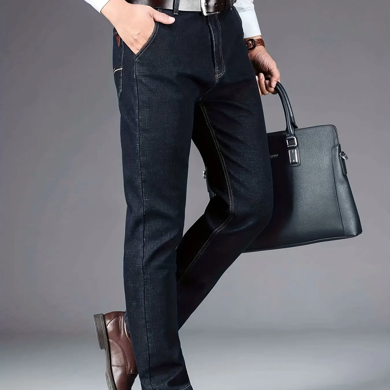 Maxct Chic Jeans For Business, Men's Semi-formal Stretch Dress Pants For All Seasons, Father's Gift