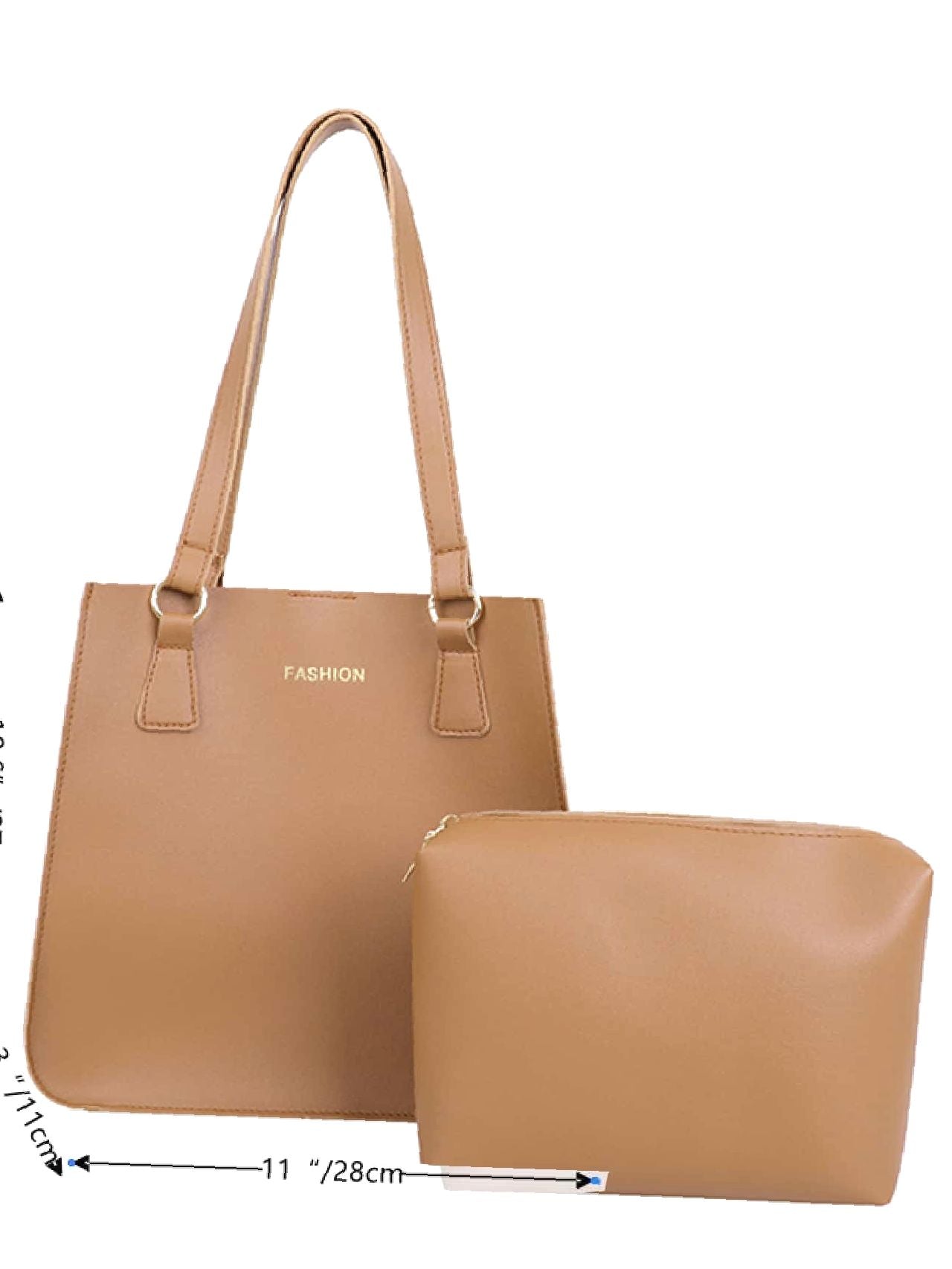 Maxct - Letter Graphic Shoulder Tote Bag with Inner Pouch  - Women Tote Bags