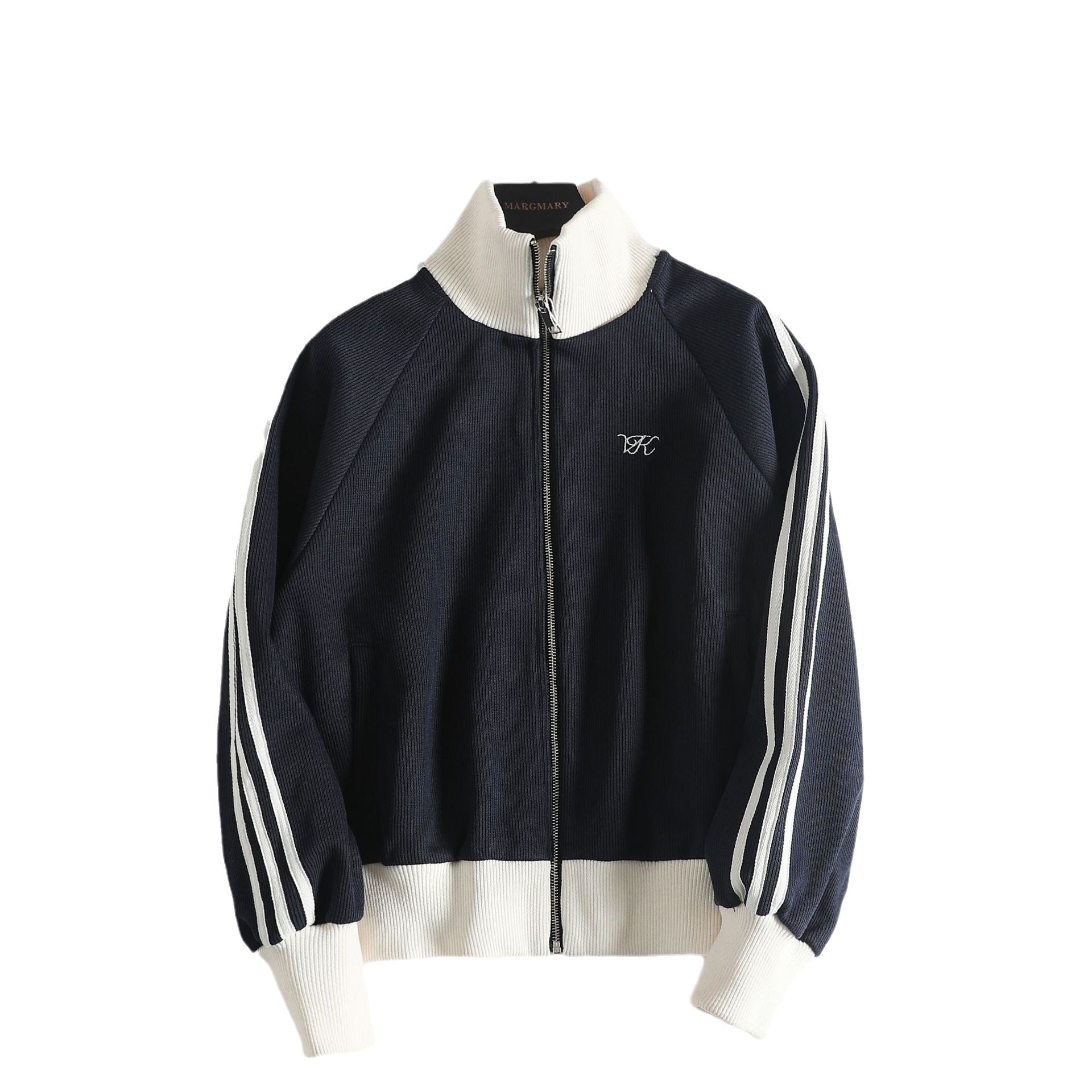 Maxct Contrast Zip Up Side Striped Cardigan