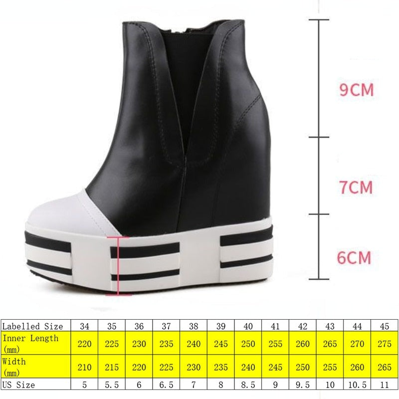 13cm Leather Platform Wedge Boots for Women Maxct