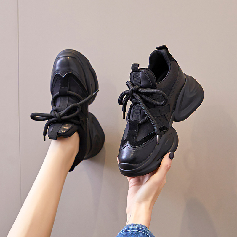 Women's 8cm Leather Air Mesh Sneakers - true deals club