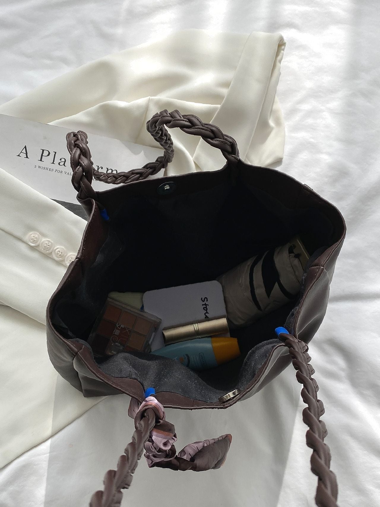 Maxct - Twilly Scarf Decor Shoulder Tote Bag  - Women Tote Bags