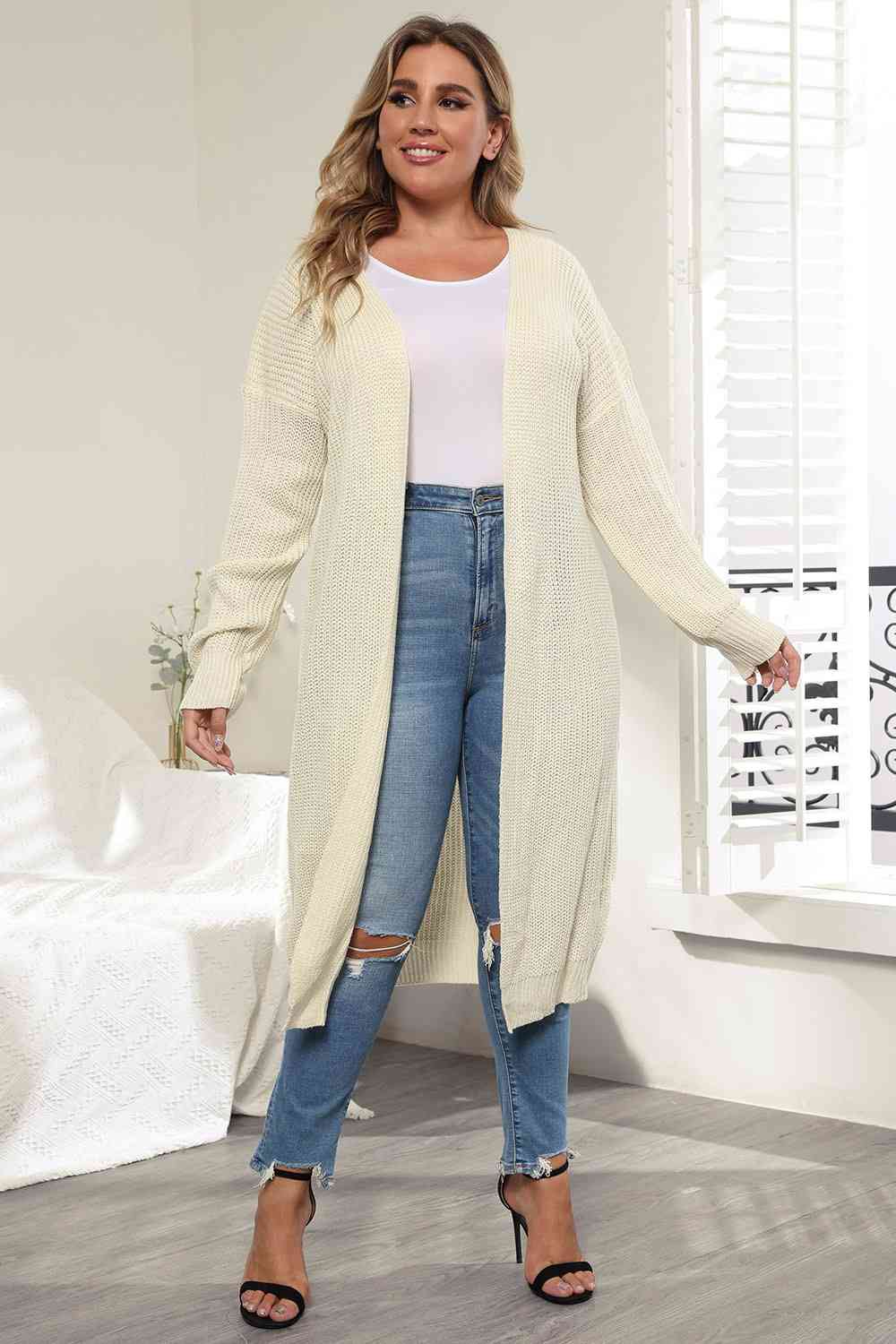 Maxct &Plus Size Open Front Long Sleeve Cardigan