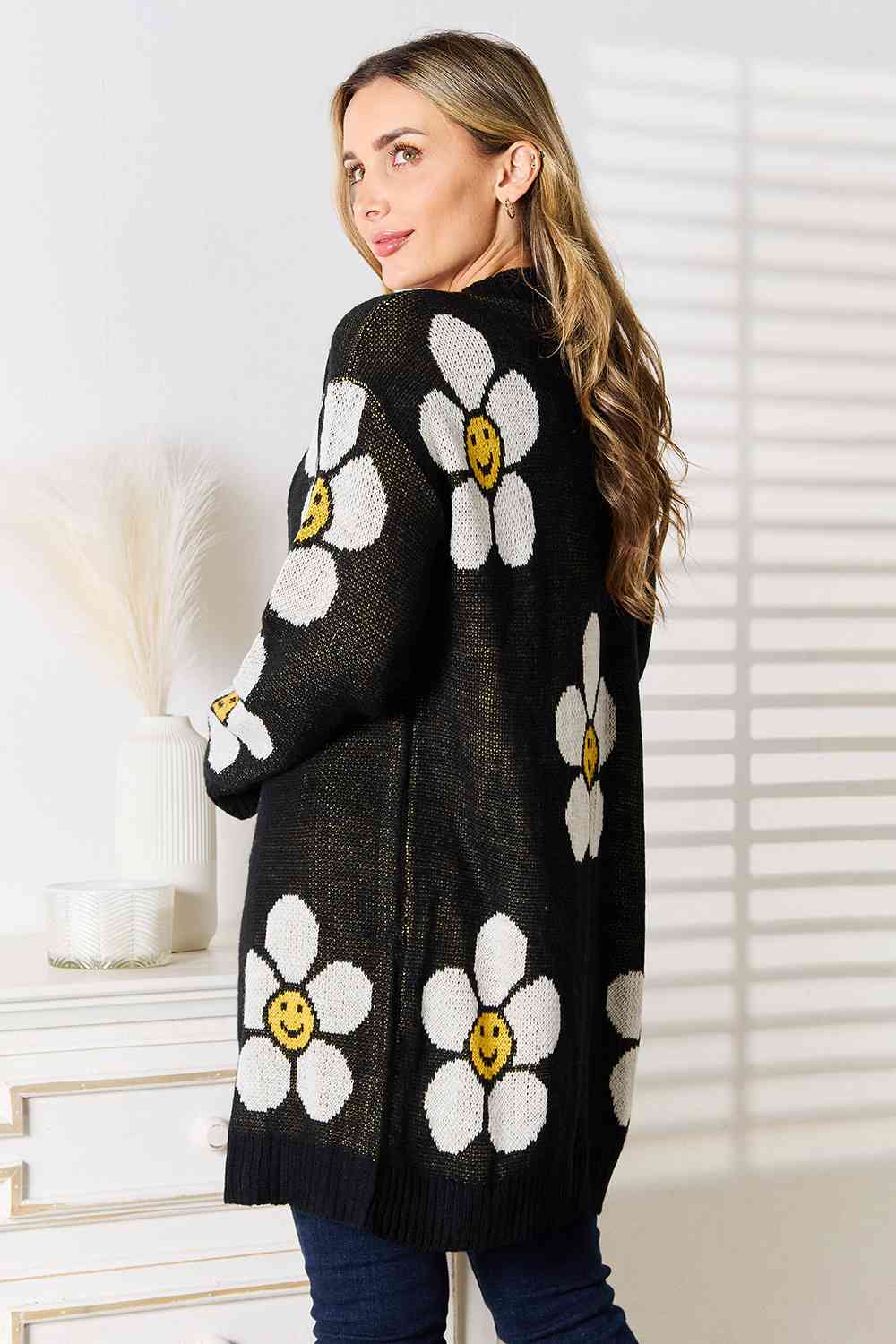 Maxct &Double Take Floral Button Down Longline Cardigan