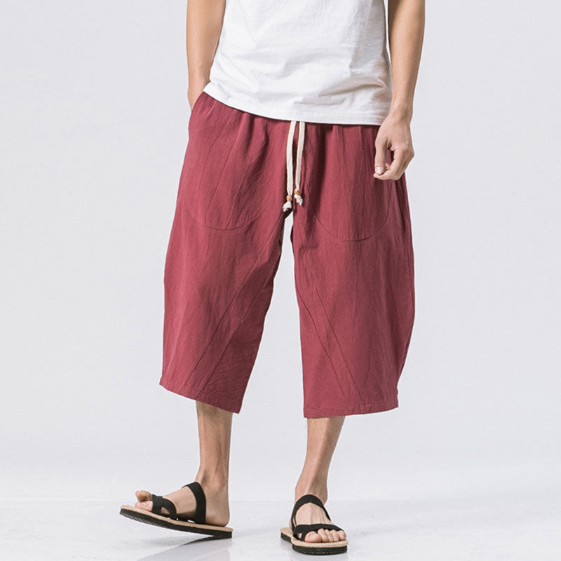 Maxct Cotton Linen Loose Harem Shorts