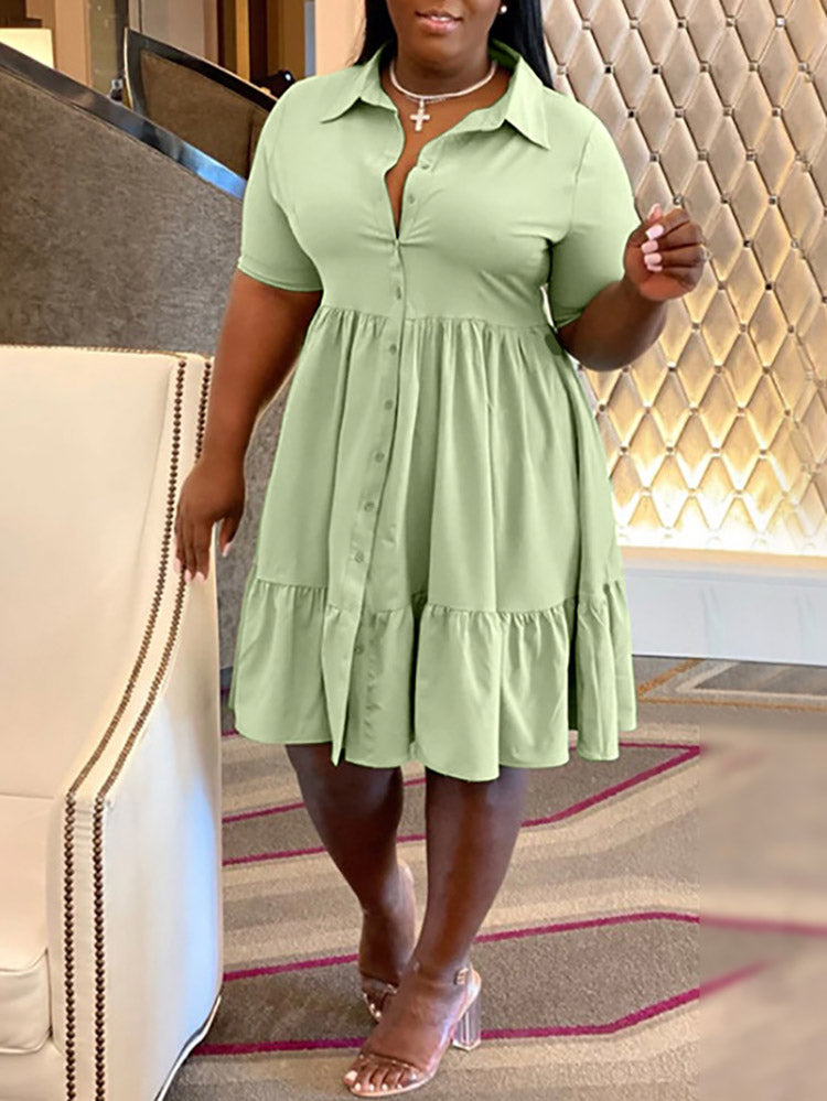 Casual Solid Button Shirt Dresses Maxct