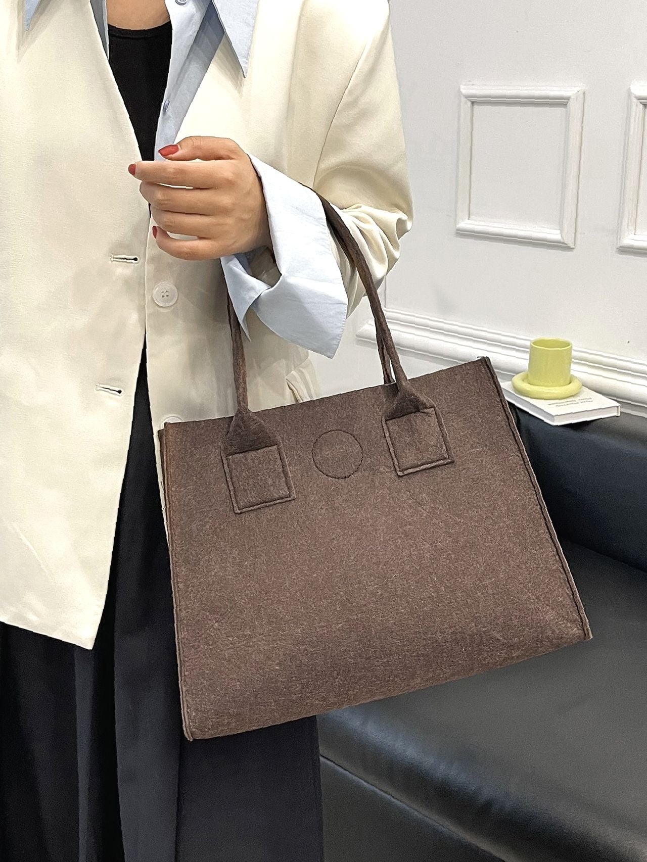 Maxct - Felt Vintage Design Top Handle Bag  - Women Tote Bags