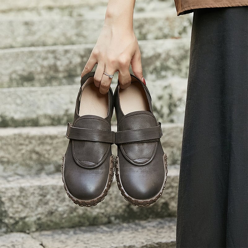 Women's Casual Slip On Loafers Shoes Touch-strap Flats Maxct