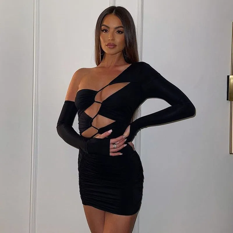 Taffy One Shoulder Asymmetric Cut Out Mini Dress Maxct
