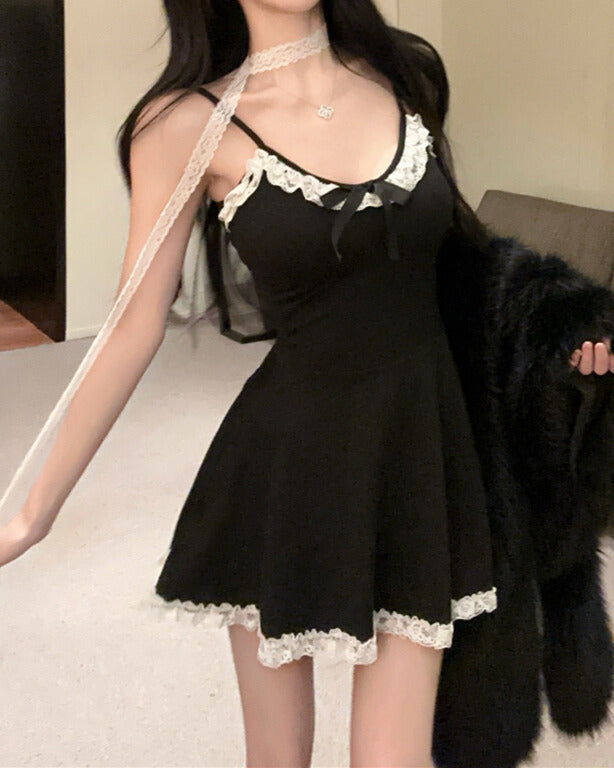 Lace Paneled Sleeveless Mini Dress Maxct