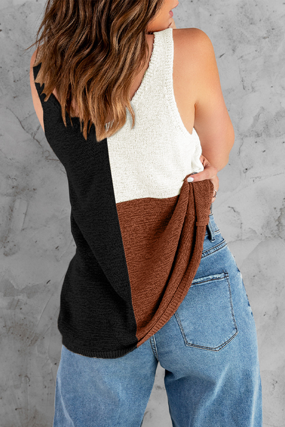 Maxct &Color Block V-Neck Knit Vest