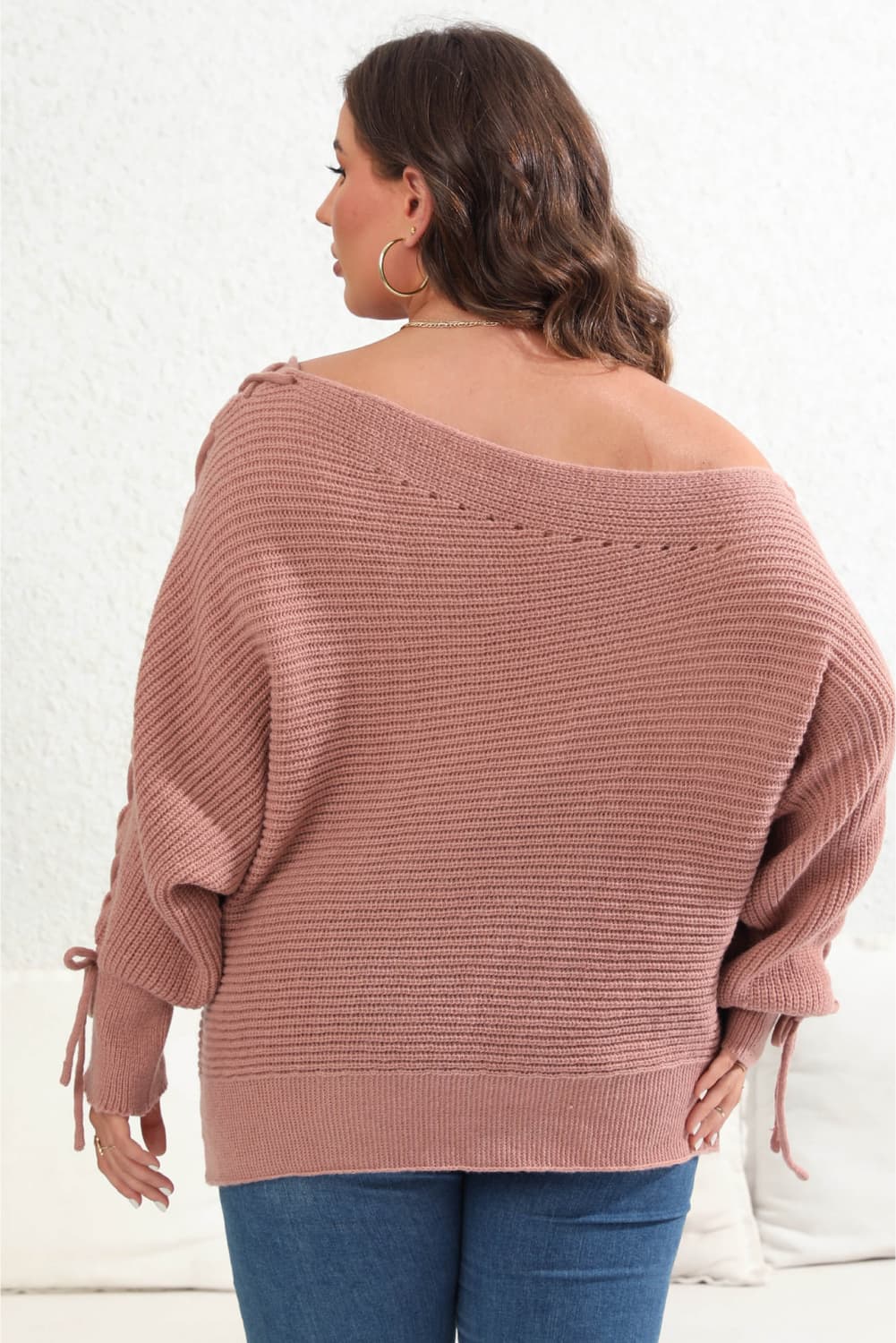 Maxct &Plus Size One Shoulder Beaded Sweater