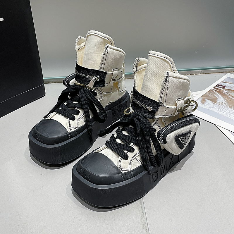 Women's Punk Gothic Denim Canvas Platform Ankle Boots