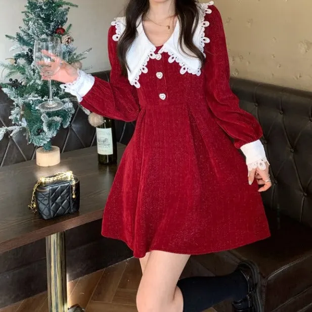 Sweet Love Peter Pan Knit Dress Maxct
