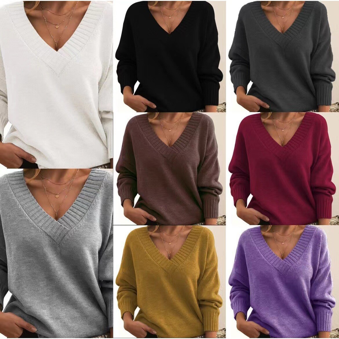 Maxct winter fits men 2024 Autumn Style Pullover Women's Loose V-neck Casual Sweater Women's