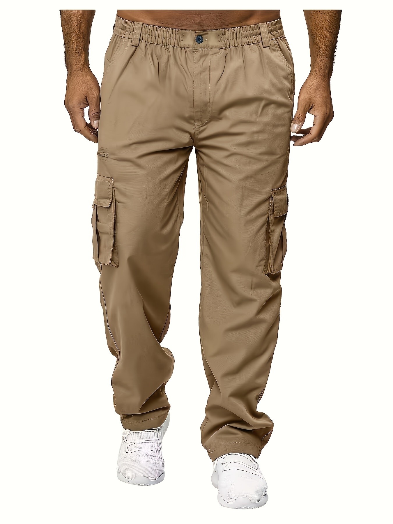 Men's Cargo Pants Casual Loose Fit Straight Leg Pants With Flap Pockets
