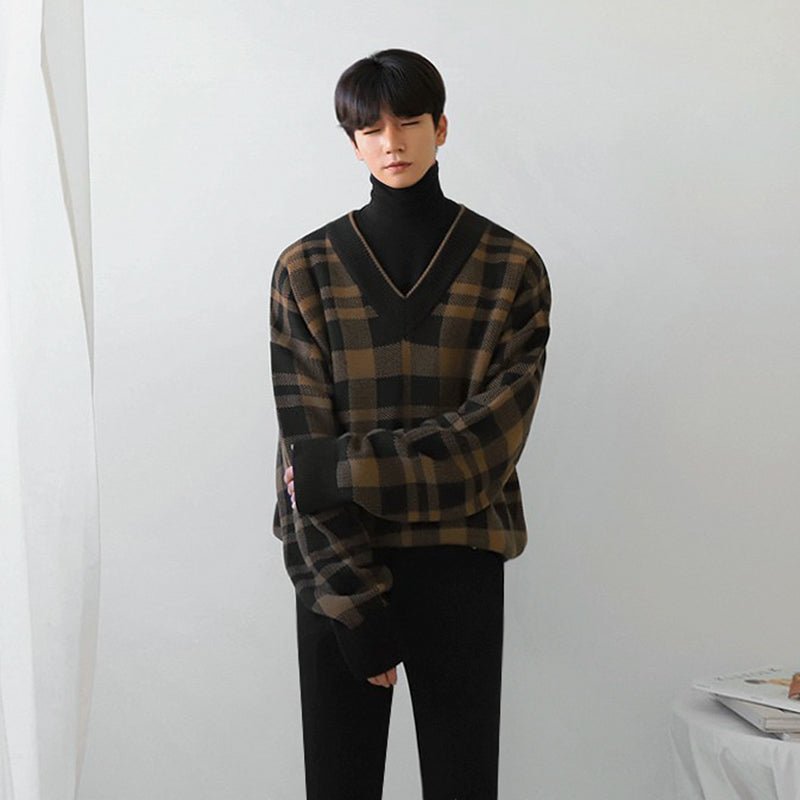 Maxct Kami No.7308 Plaid V-Neck Sweater